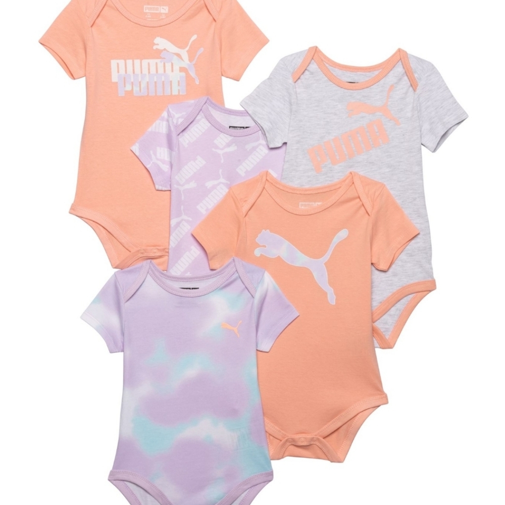 Puma Cotton Jersey Bodysuits 5-pk Short Sleeve